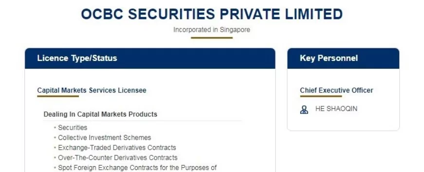 Лицензия компании IOCBC Securities