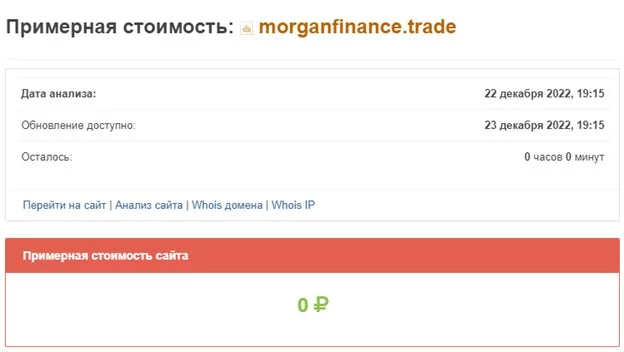 Стоимость сайта компании Morgan Finance 