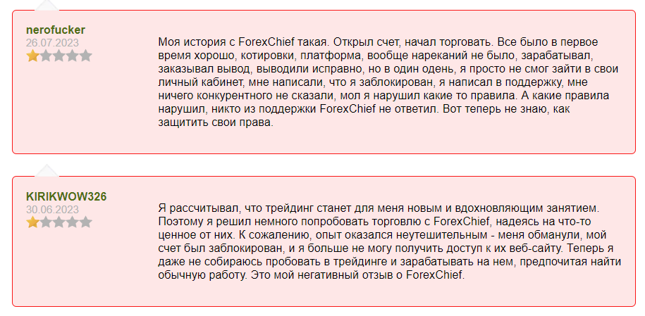 Отзывы о мошенничестве Forex Chief