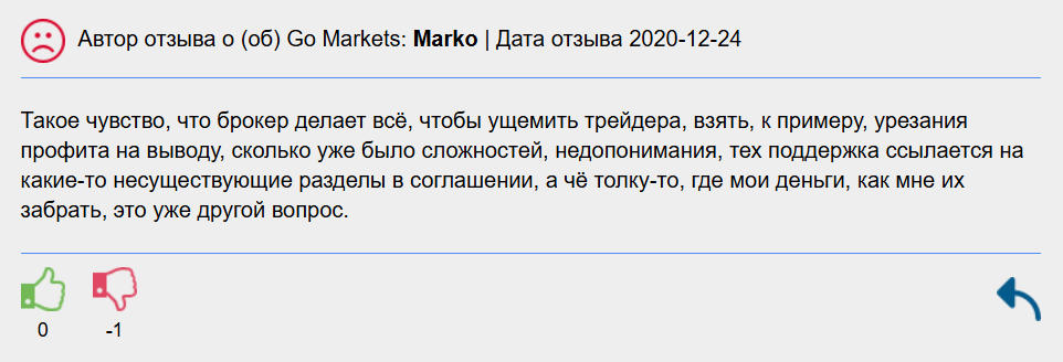 Ужастый отзыв о брокере GO Markets