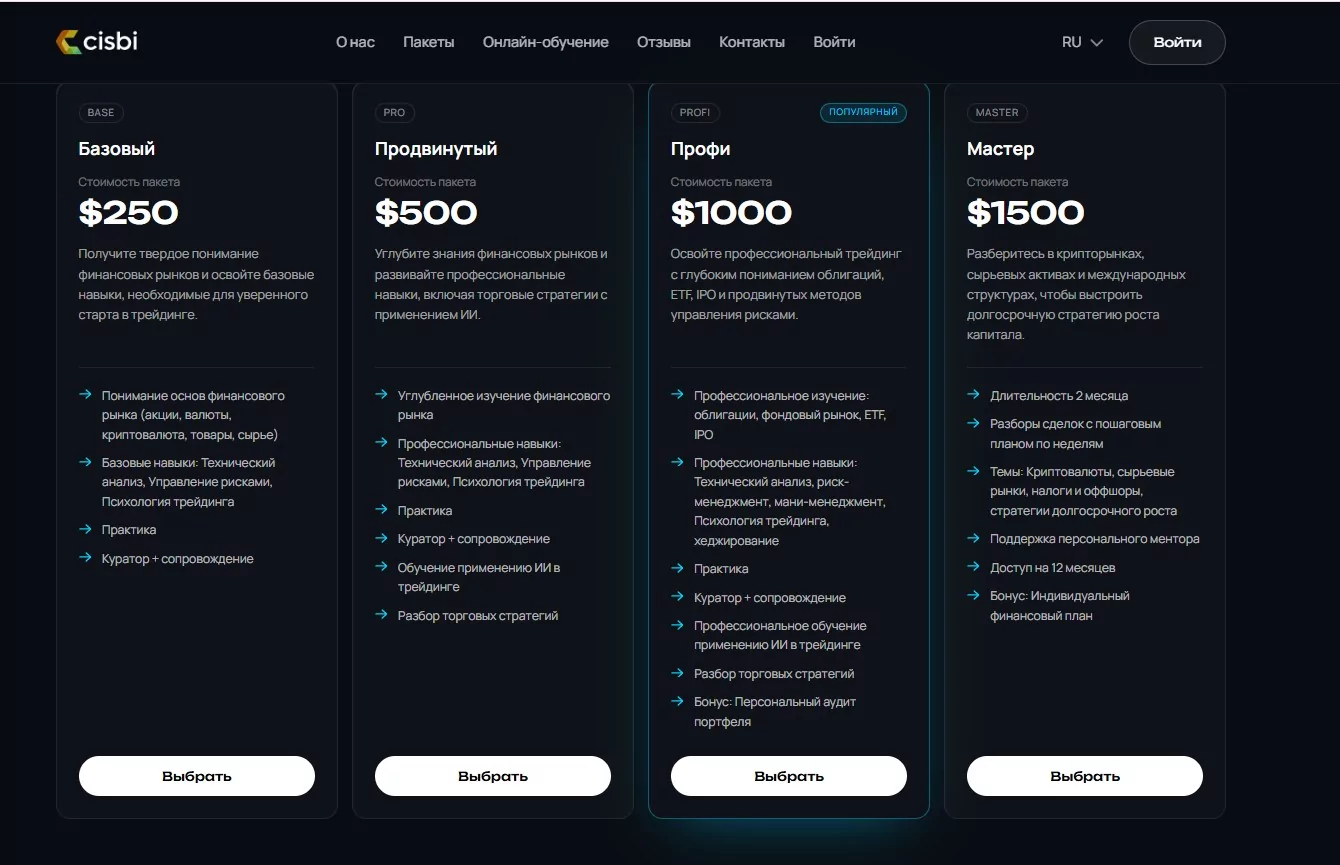 Стоимость обучения в CISBI Academy